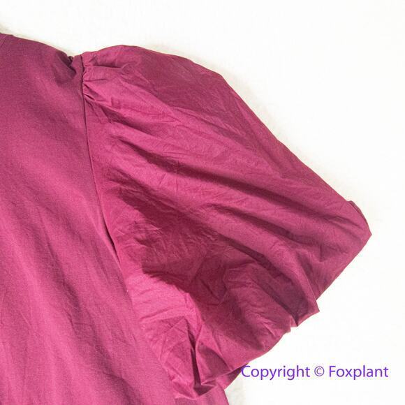 New!  Eloquii Maroon Dress puff sleeve flounce hem size 28 - Picture 4 of 12